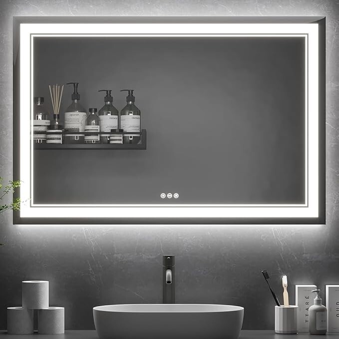 48*32 LED Bathroom Mirror, Lighted Vanity Mirror,  Mirror With Light