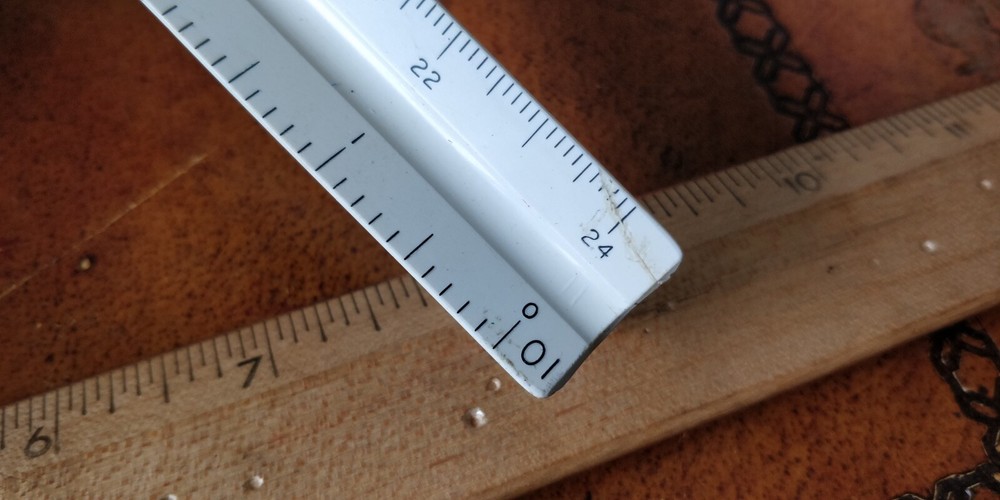 Vintage #531 Sterling Triangle Architects Drafting Ruler With Protective Sleeve