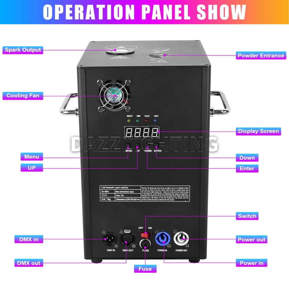 PAIDUN 2Pack 850W Cold Spark Machine Firework Sparkler Effect DMX Wedding Disco