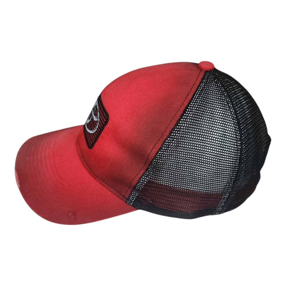 TOYOTA EMBLEM HAT CAP RED BLACK DISTRESSED MESH BACK PATCH