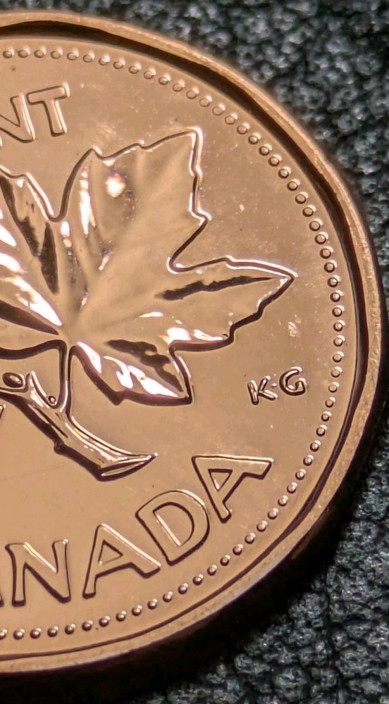 1987 1c Canada Cent Bu + DIE CRACK ERROR 2 Small Break Uncirculated +