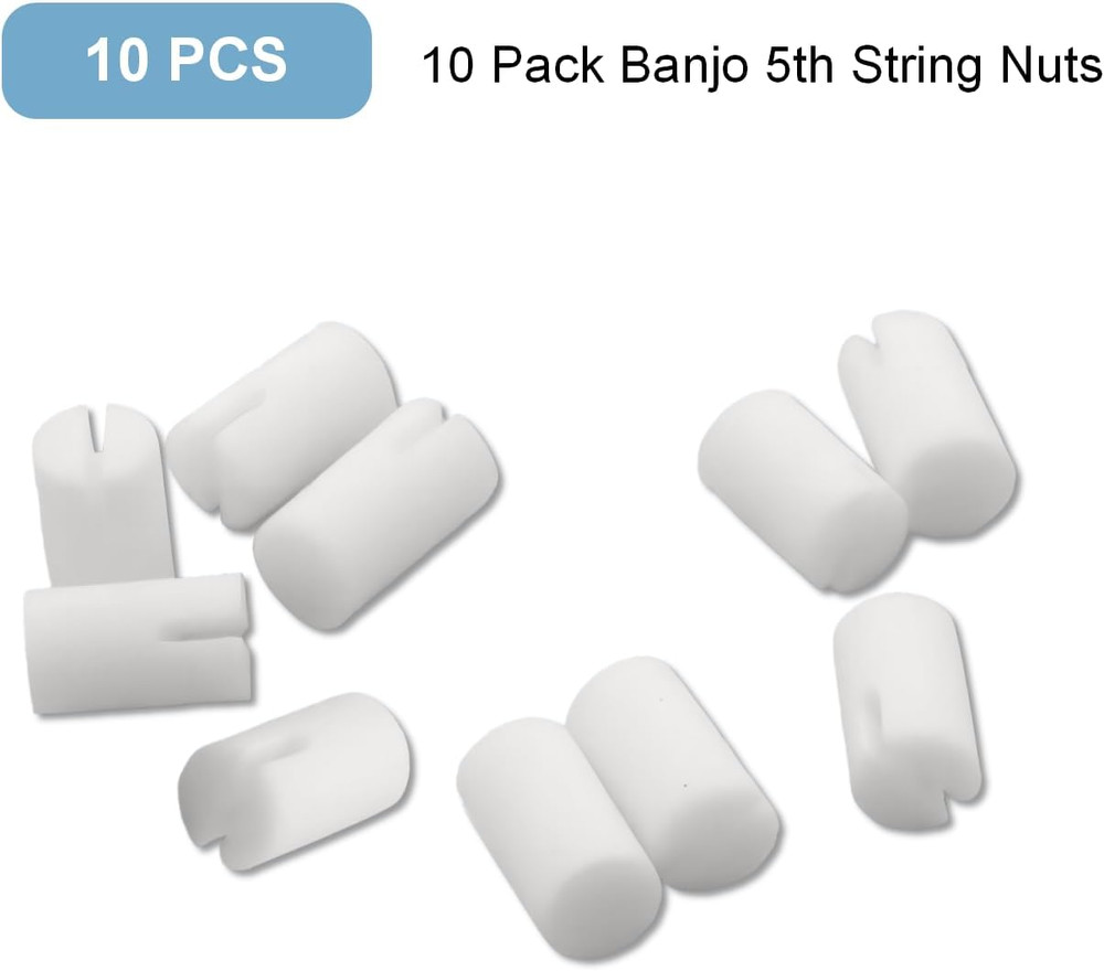 10Pack Banjo 5Th String Nuts, 5X3Mm Bone Bridge Pins for 5 String Banjo, Easy In