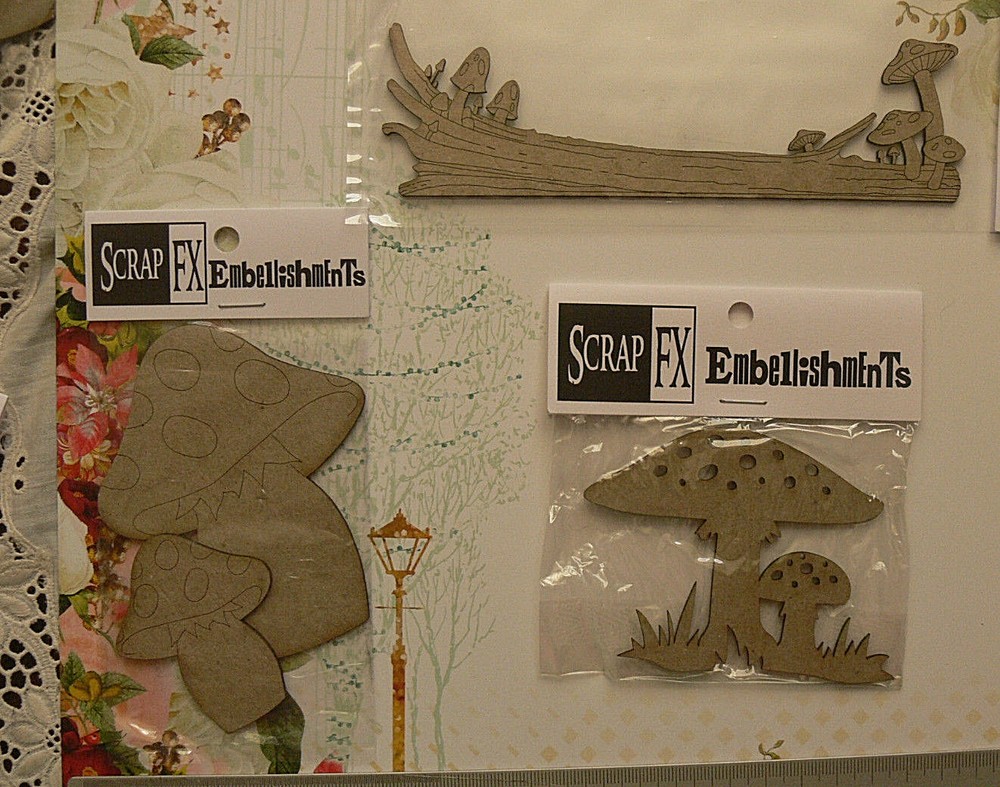 CHIPBOARD DieCut TOADSTOOL, MUSHROOMS, TOADSTOOL LOG - 3 Style Choice Scrap FX G