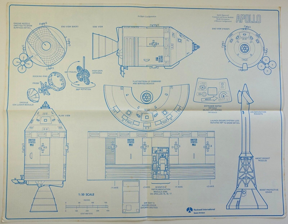 Apollo Spacecraft J-Mission configuration historical info Schematic Pamphlet 22”