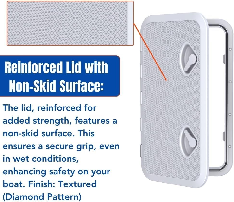 Rectangular Locking Marine Access Hatch - Durable & Weatherproof - 23.9" x 13.9"