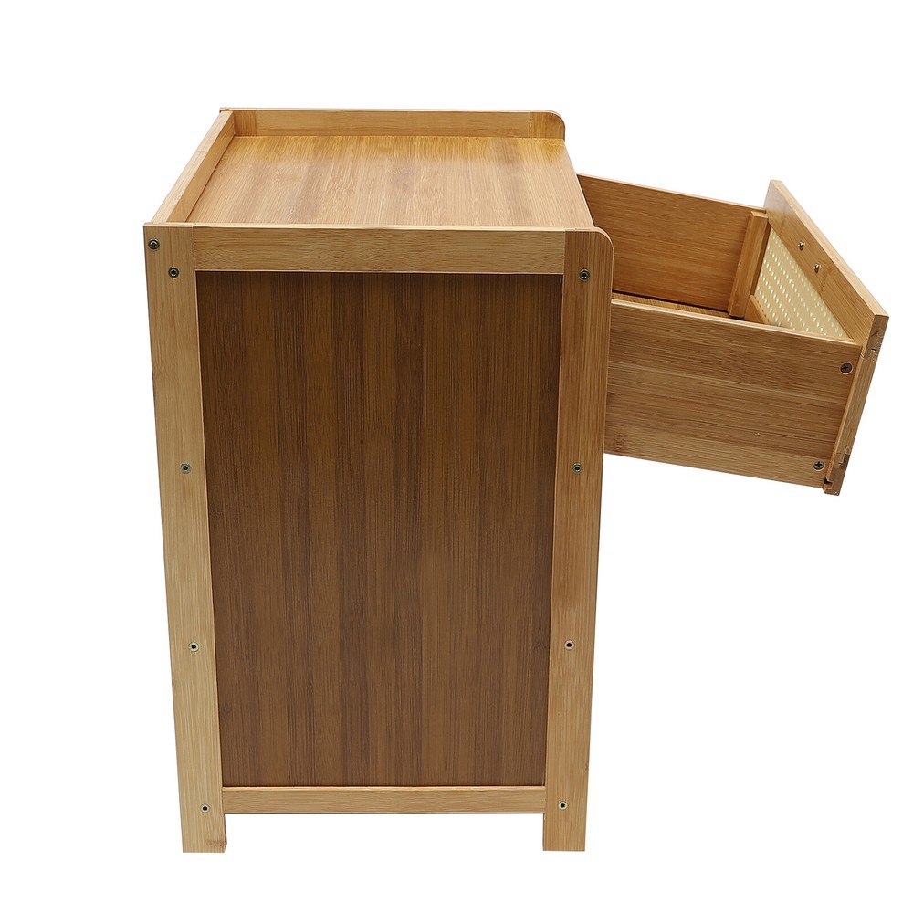 Modern Nightstand,Bed Side Table,Bamboo End Table,Storage Cabinets Night Stand