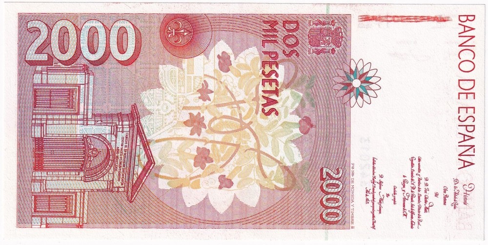 Spain 2000 Pesetas dated 1992 P164 6 digit number consecutive pair UNC