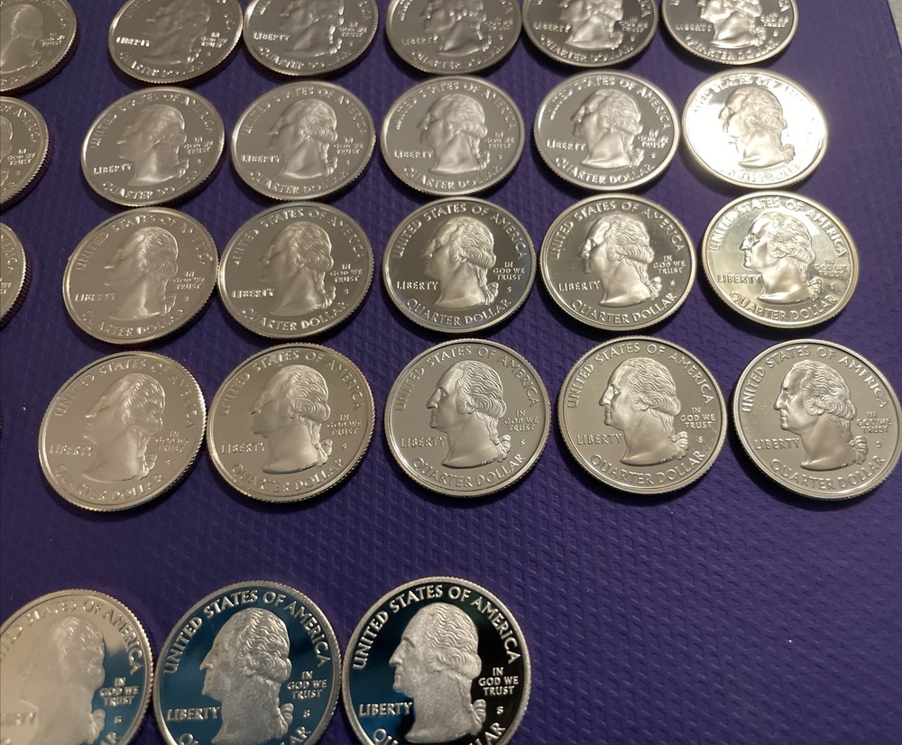 1999-2009 S -40 Different Proof State Quarters Clad Roll some toning Read below