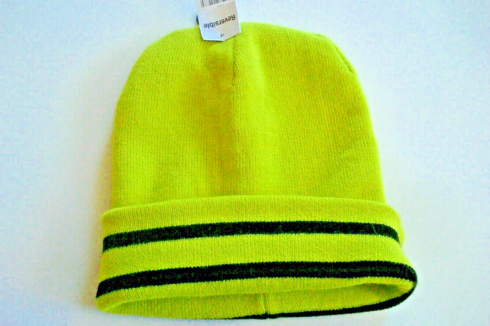 Boy's  Beanie Hat Lime One Size Reversible NWT