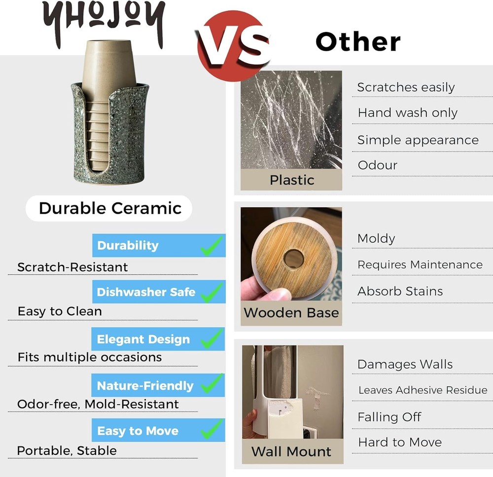 Ceramic Bathroom Cup Holder, Bathroom Cup Dispenser