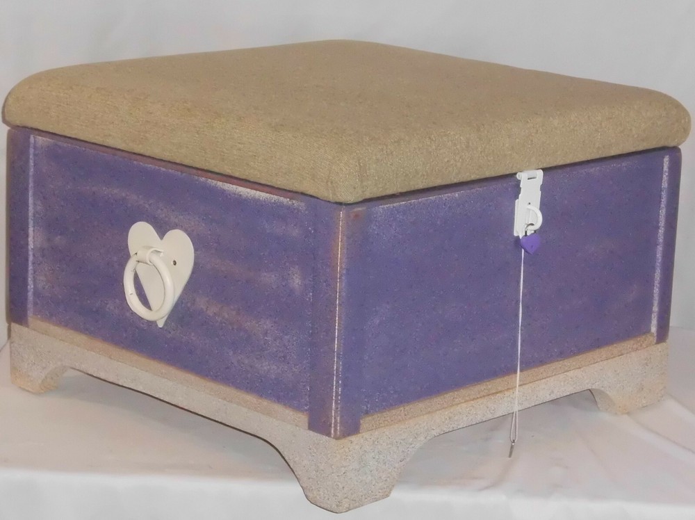 Purple Cream Ottoman/ Storage Box ( Primitive)
