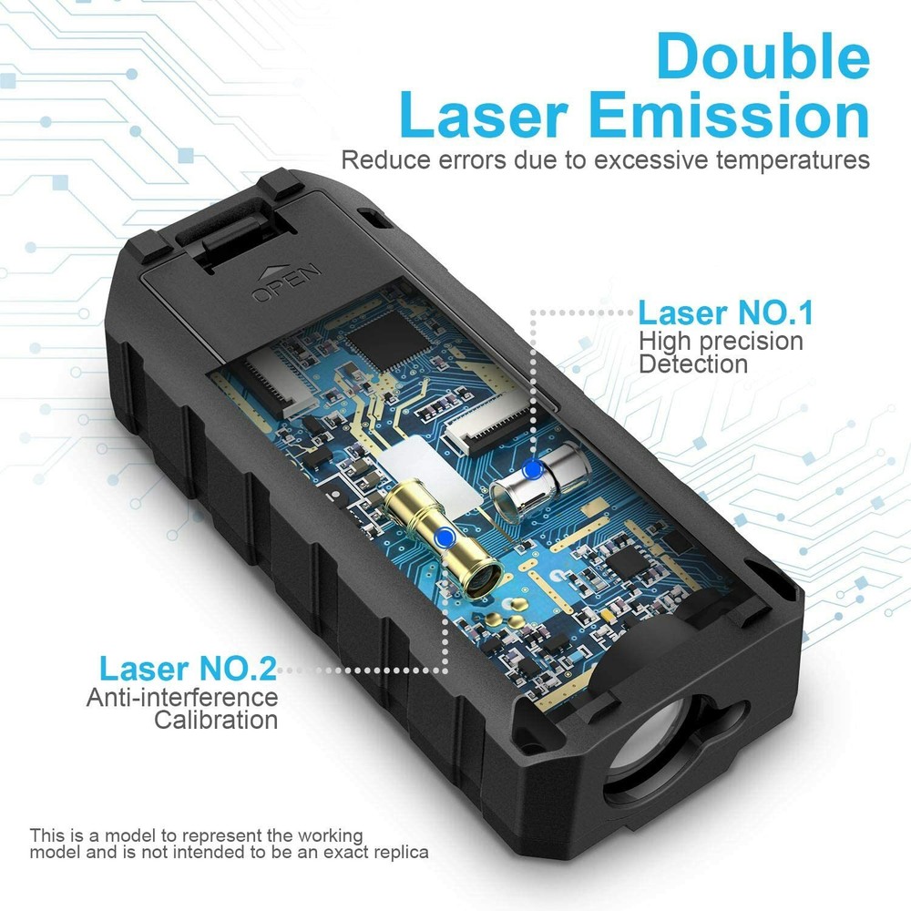 Laser Measuring Tape 229Ft M/In/Ft Backlit LCD with Mute Function