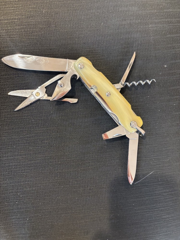 Jacques Mongin Blonde Horn Pocket Knife - 7 Tools