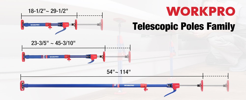 WORKPRO Cabinet Jack Support Pole 154lbs Capacity Steel Telescopic Quick Support