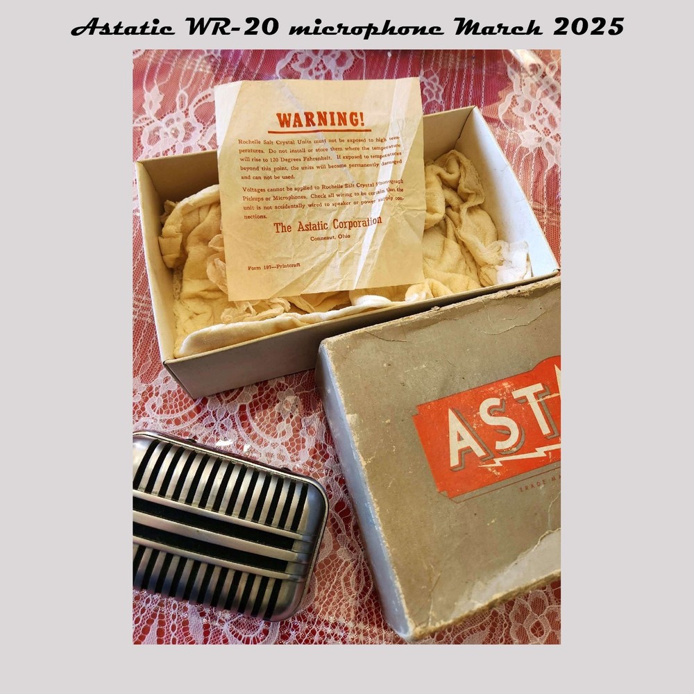 Astatic WR-20 Dual Crystal Microphone. Untested. Original Box with Extras