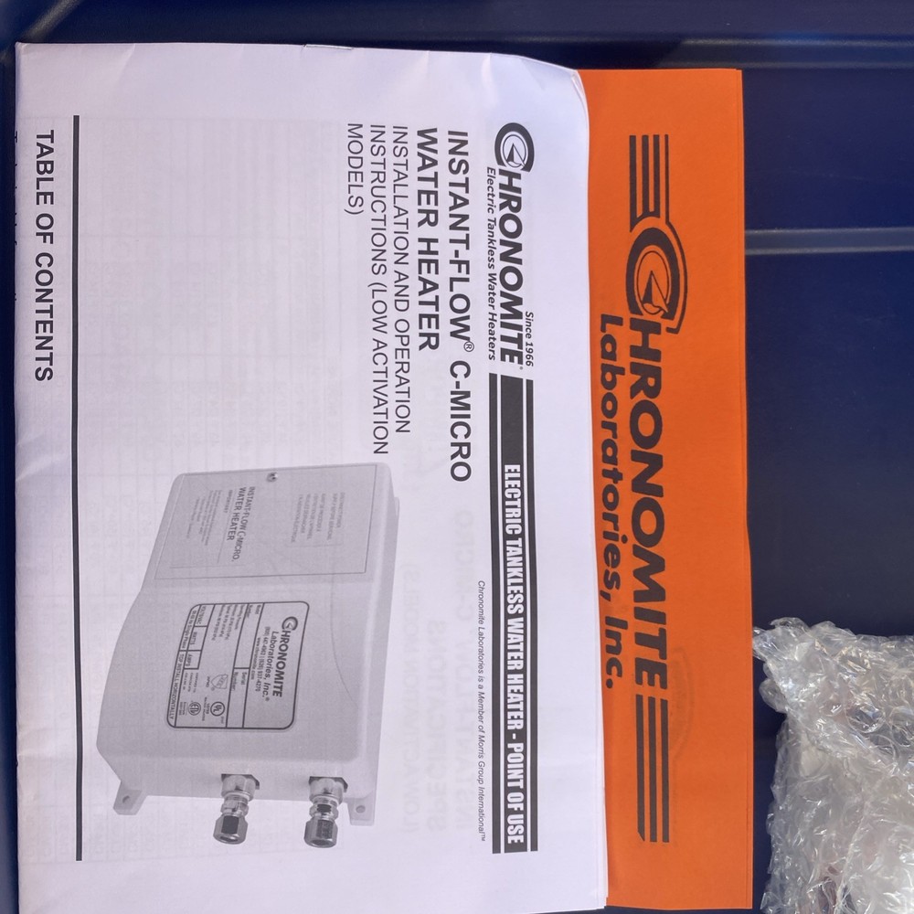 Tankless Point of Use Water Heater Chronomite CMI-40L/277 Instant Flow Micro