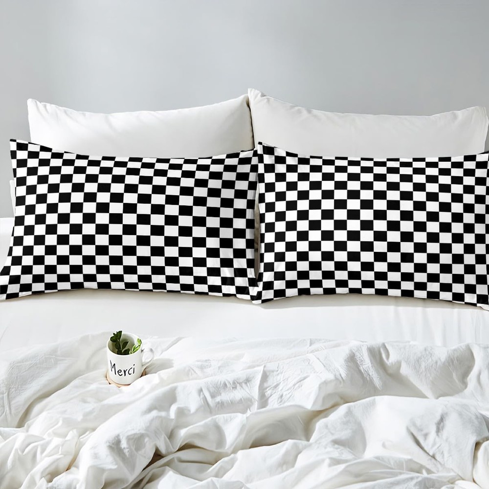 Geometric Checkerboard Patchwork Fitted Twin Size,Abstract Plaids Grids Chess...