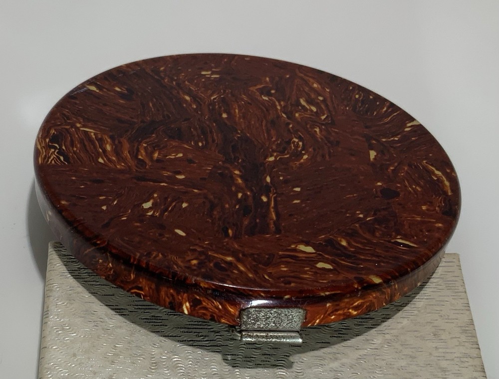 Vintage TortoiseShell Design Lucite Double Compact Mirror