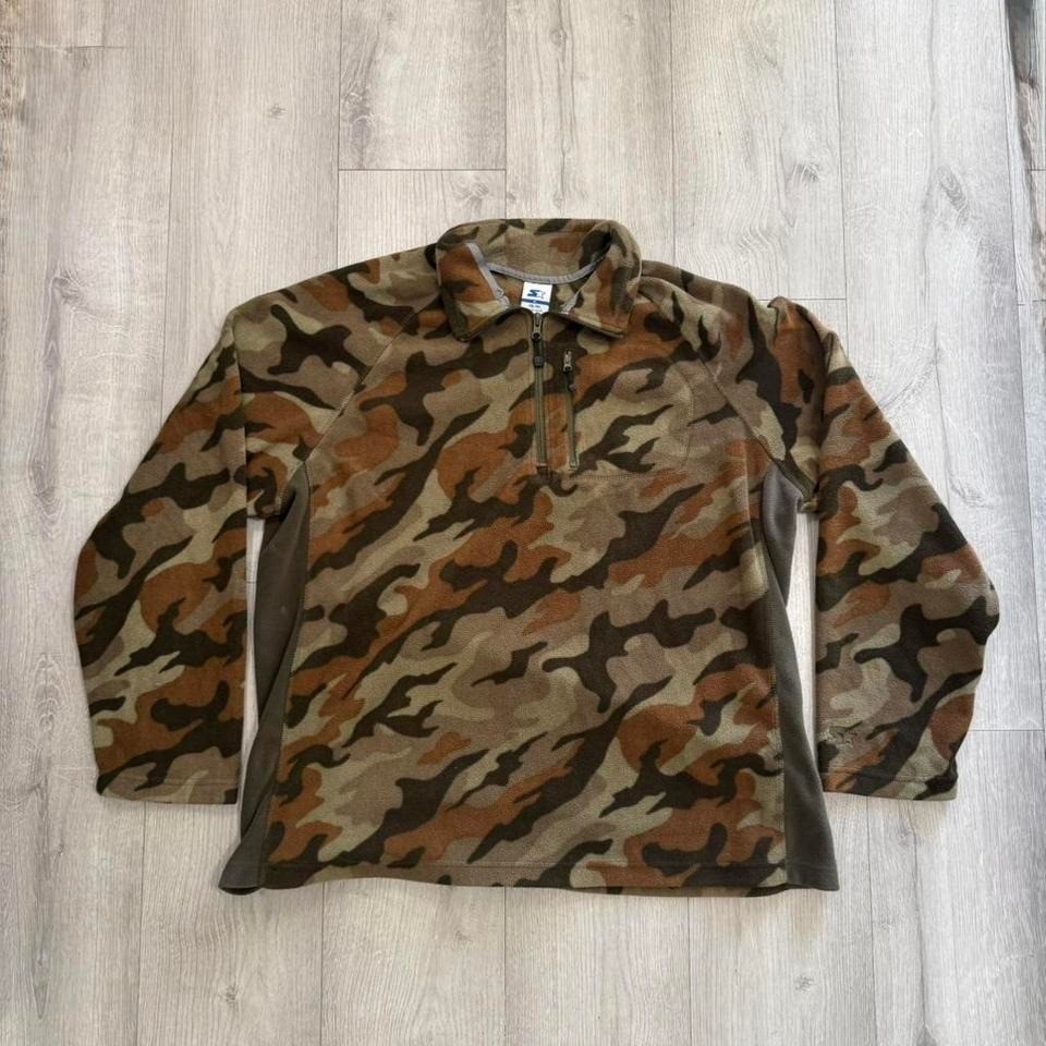Vintage Starter Camo Fleece Quarter Zip Pullover Jacket XL