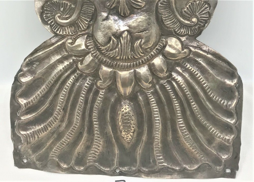 19th cent Repousse Sterling Silver South American Deity Spanish colonial plaque