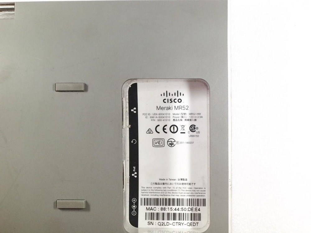 CISCO MERAKI MR52 UNCLAIMED ACCESS POINT