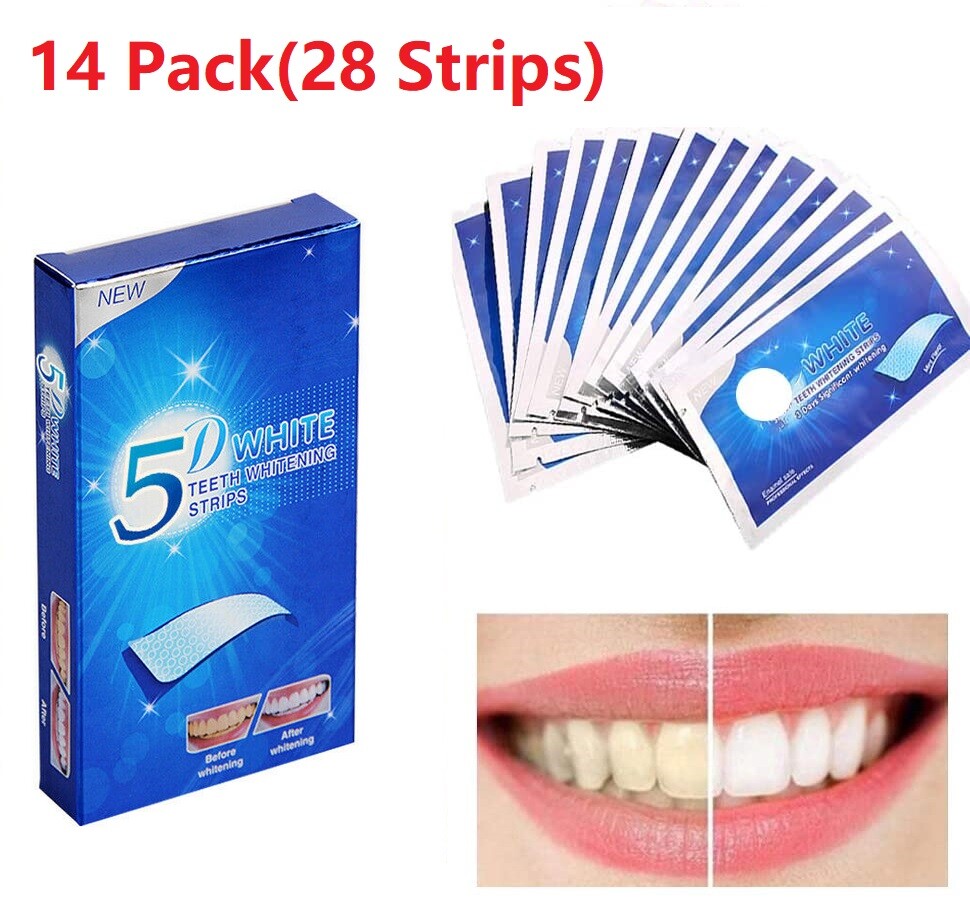 28PCS 5D Teeth Whitening Strips Tooth Rapid Bleaching White Strips Teeth White