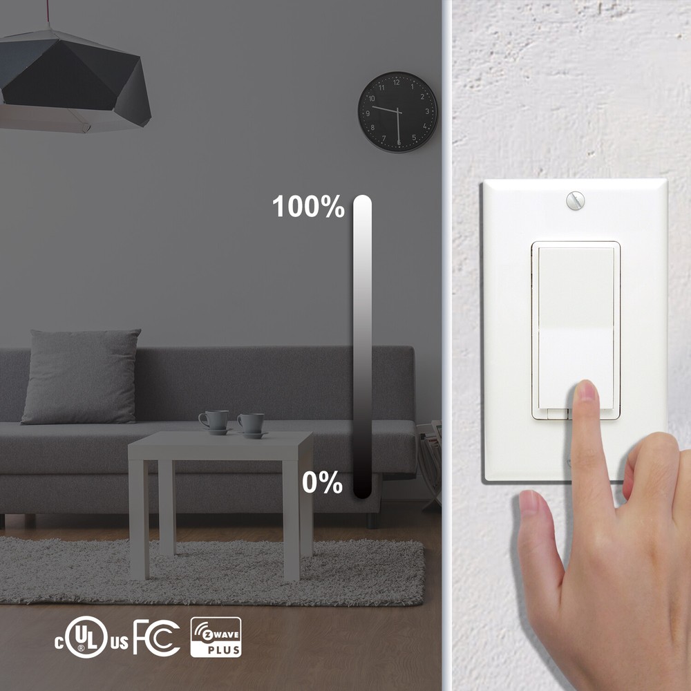 EVALOGIK Z-Wave Plus Dimmer Switch Smart Home Automation - Wall plate included