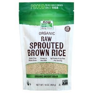 Now Organic Raw Sprouted Brown Rice  16 oz