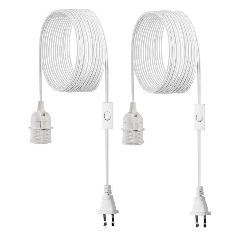 Plug in Hanging Light Cord Kit 16ft Lantern Extension Cords 2 Pack E26 Lig