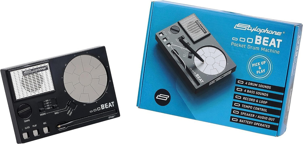 Compact Stylus Drum Machine | 4 Drum Kits & 4 Bass Sounds Drum Loop Machine