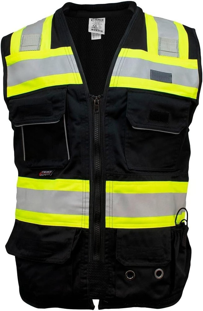 Class 2 Surveyors Vest, Tablet Pockets, Black