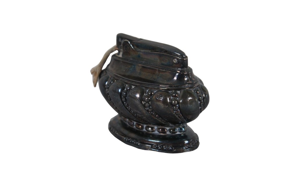 Mid Century Ronson Crown Silver Plate Cigarette Cigar Table Parlor Lighter 3"