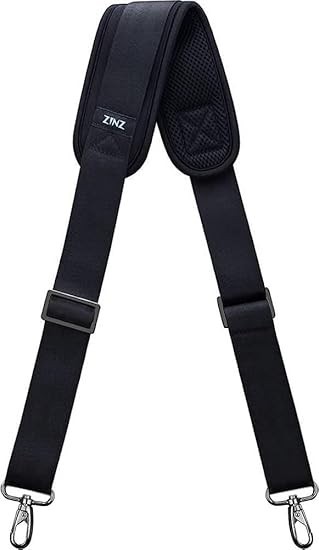 Padded Adjustable 57" Shoulder Strap Replacement for Bags with D-Ring (Black)