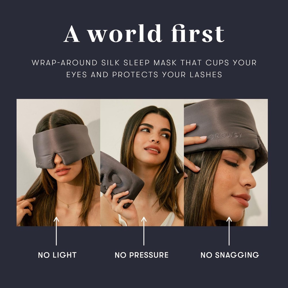 Eyelash Protecting Silk Sleep Mask for Natural Lashes & Extensions. Deep Eye ...