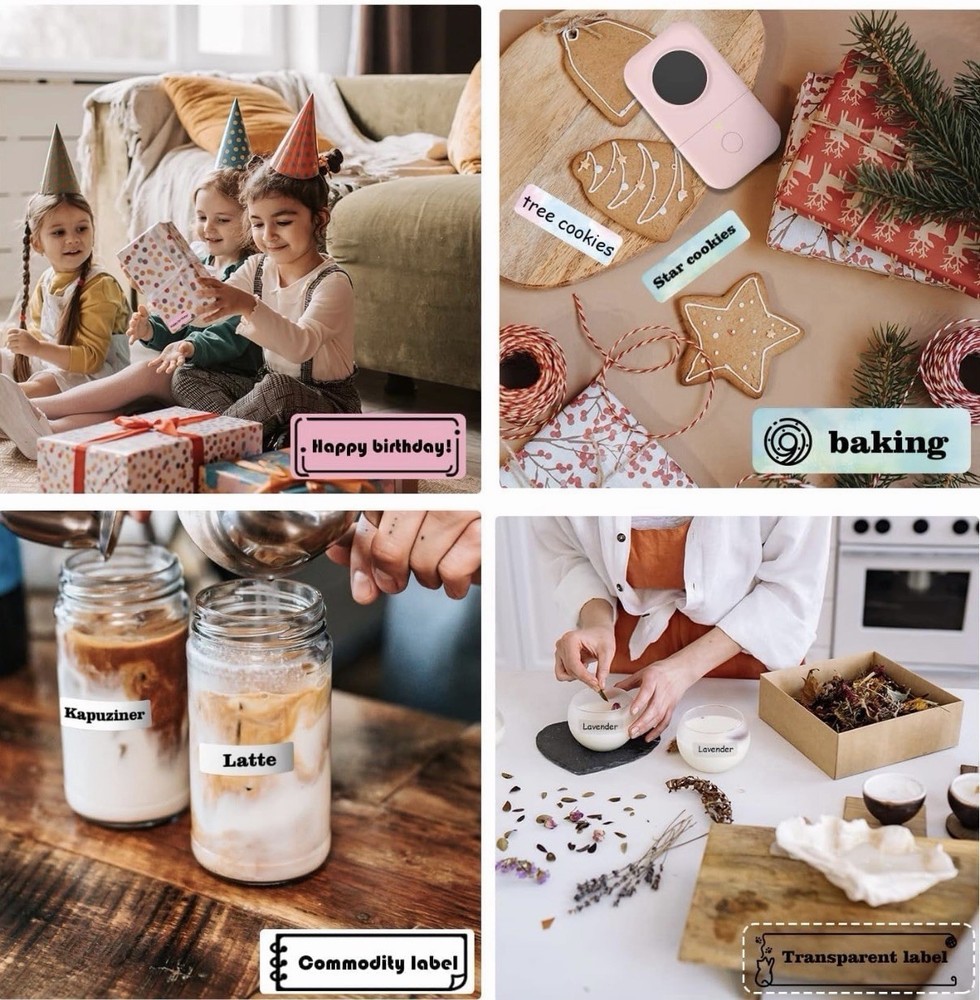 Phomemo D30 Label Maker Machine, Portable Handheld Bluetooth Mini Printer Pink