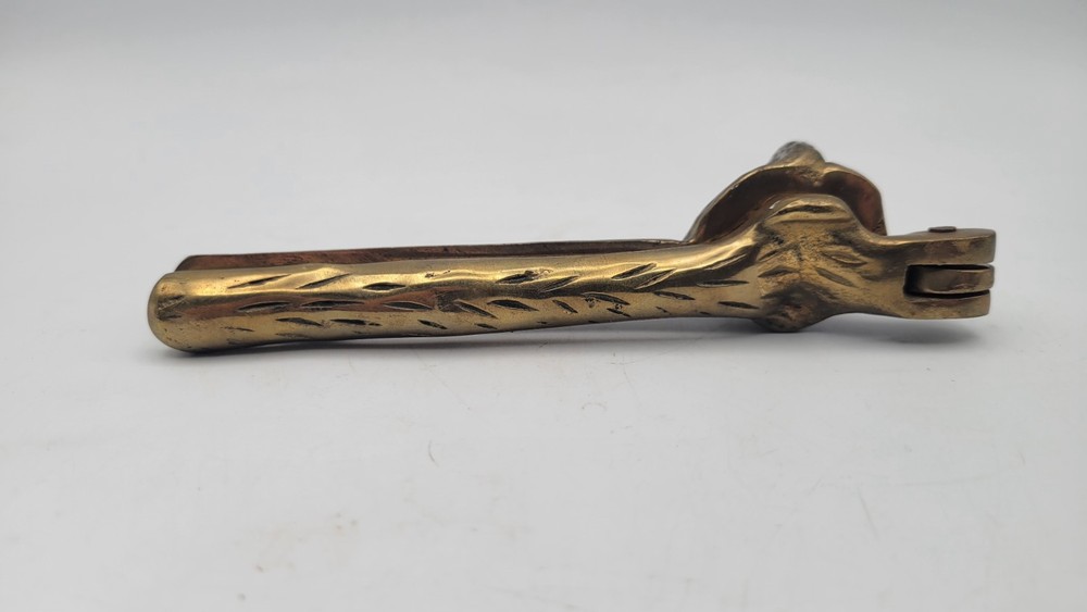 Vintage 5" SQUIRREL Golden SOLID BRASS Nut Cracker OLD