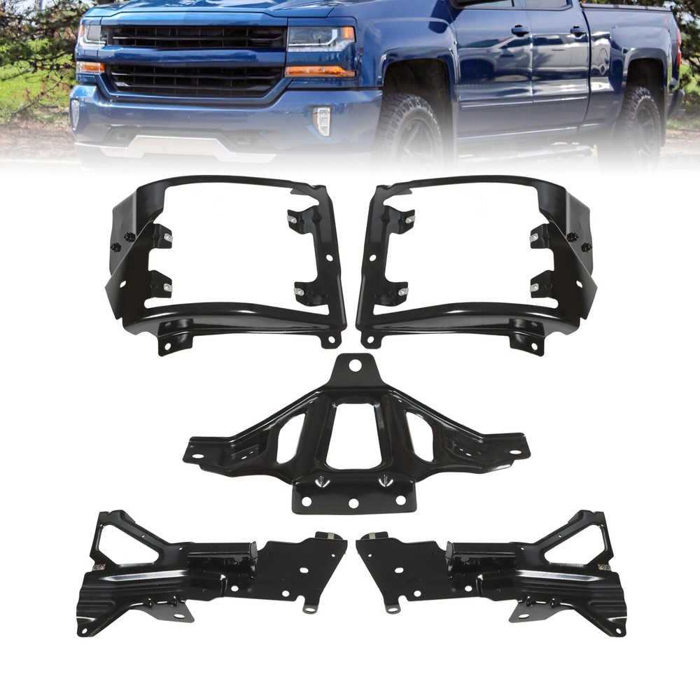 Bumper Support & Mount Bracket Set 2016-2018 For Chevrolet Silverado 1500 Front