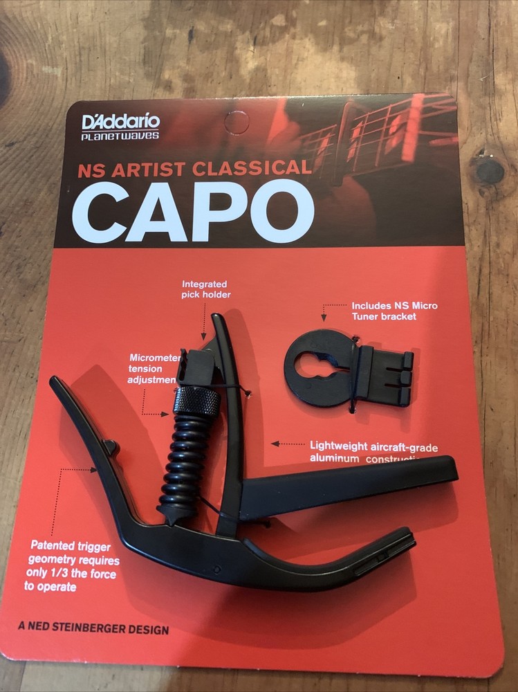 D'Addario NS Artist Classical Guitar Capo, Black