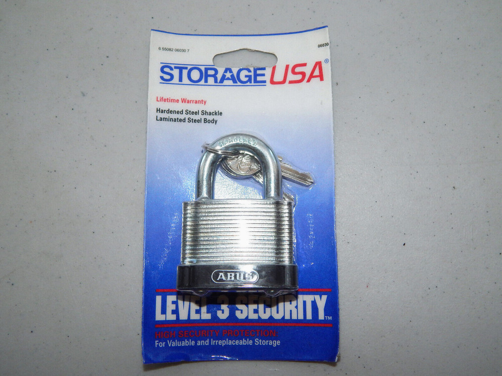 New Abus Padlock Level 3 Security 3/8" Steel Shackle Germany Storage USA