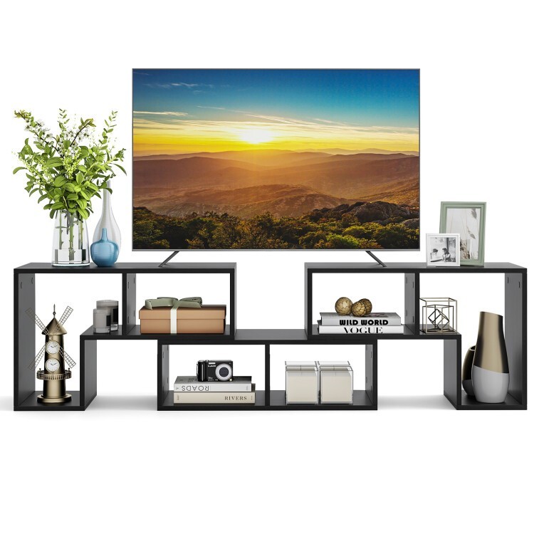 3 Pcs Adjustable TV Stand Set w/ Rectangular Shelf 2 L shaped Shelf For TVs 65''