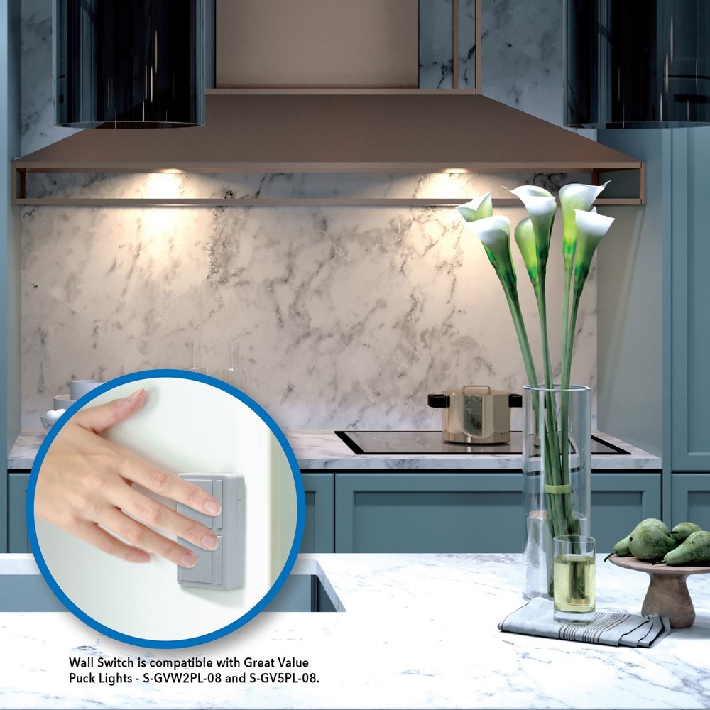 Great Value Wireless LED Puck Lights with Wall Switch - 2 Pack