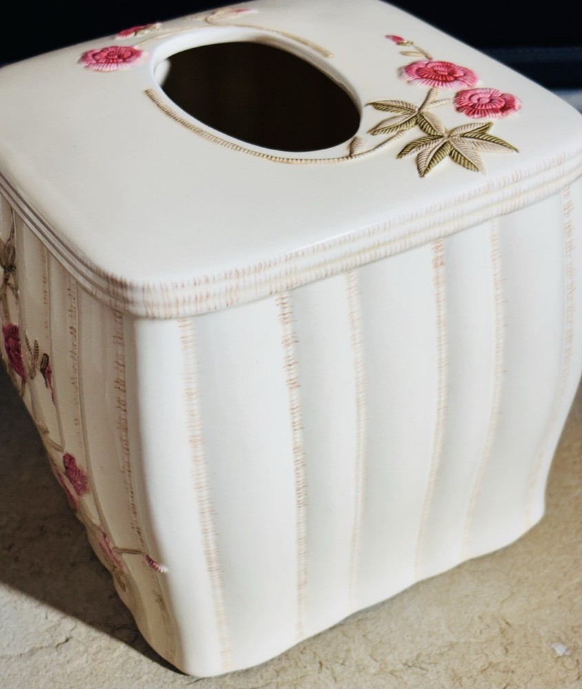 Croscill Rose Garden Ceramic Tissue Box Cover