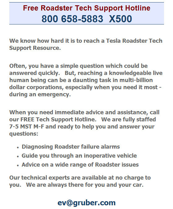 Tesla Roadster - FREE TECH SUPPORT