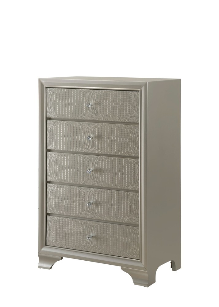 Modern 3pc Queen Size Upholstered LED Backlit HB Panel Bed Chest Nightstand Set