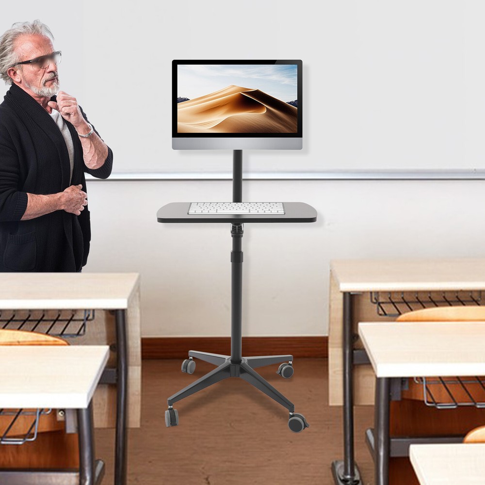 Portable Rolling Laptop Floor Standing Table Mobile Workstation Adjustable Hight