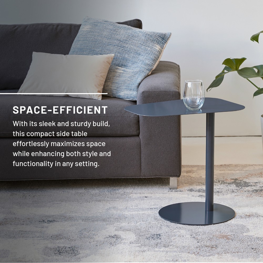 Chroma Modern Metal End Table Space Saving C Shaped Design in Orange