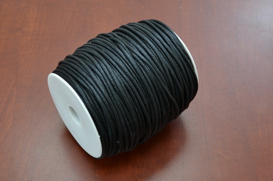 100 METER BLACK WAXED COTTON BEADING CORD STRING ROLL 2MM