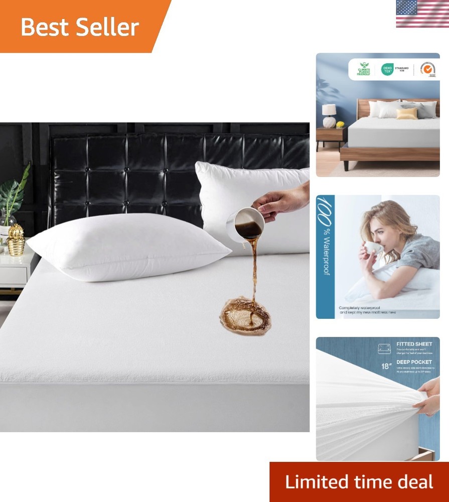 Waterproof Mattress Protector Queen Size, Breathable & Noiseless Waterproof M...