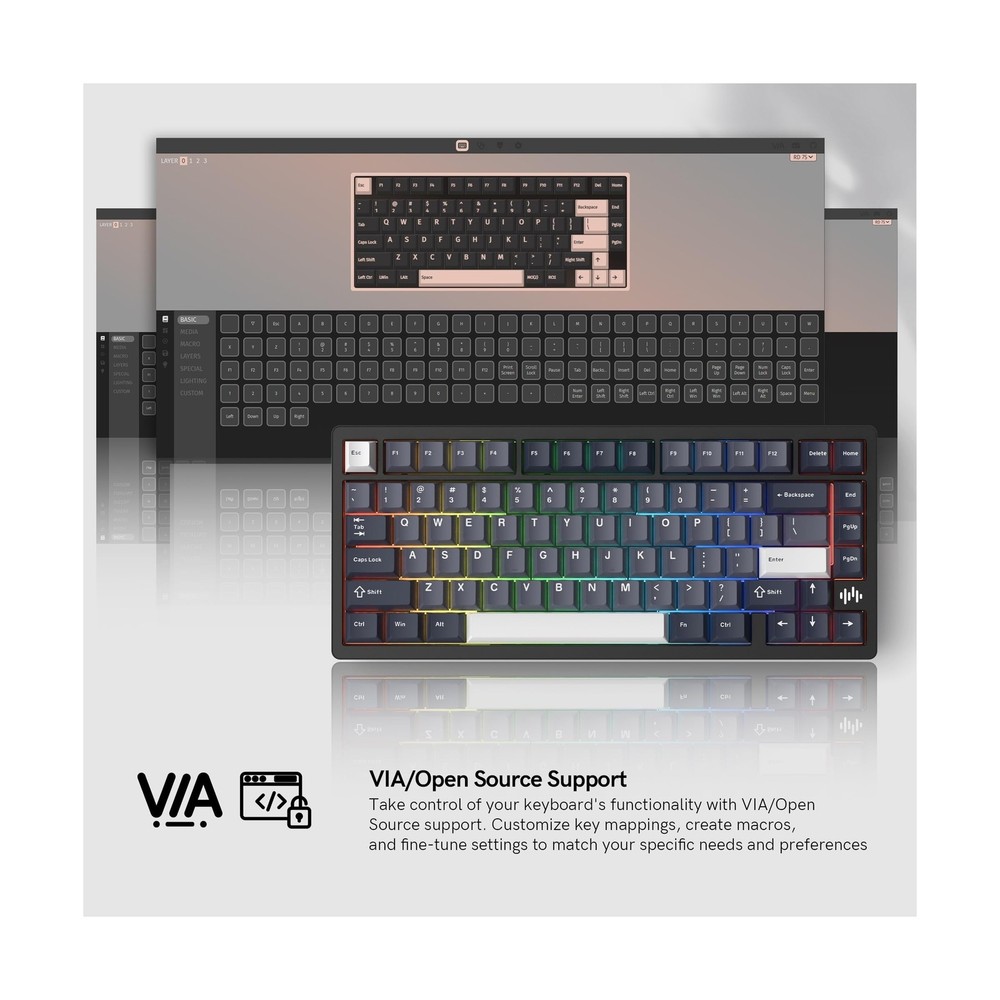 Womier RD75 Pro 75% Keyboard, Quick Release Wireless Aluminum Gaming Keyboard...