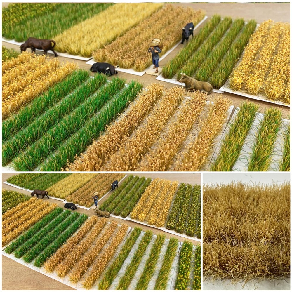 2 Boxes Static Rice Field Grass Model Rice Field Scene Railway Artificial Gra...